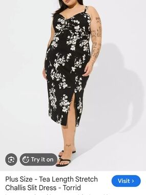 Torrid Size 0 Tea Length Stretch Challis Slit Dress
